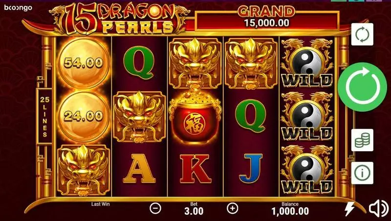 15 Dragon Pearls Booongo Slot Game released in August 2020 - Free Spins