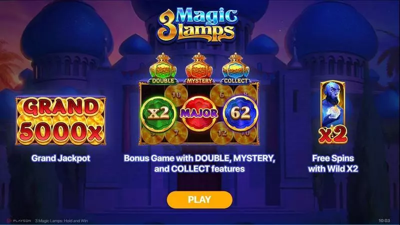 3 Magic Lamps Playson Slot Game released in February 2024 - Collect Feature