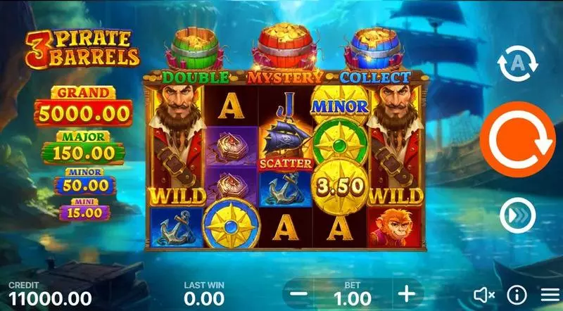 3 Pirate Barrels - Hold and Win Playson Slot Game released in September 2024 - Free Spins