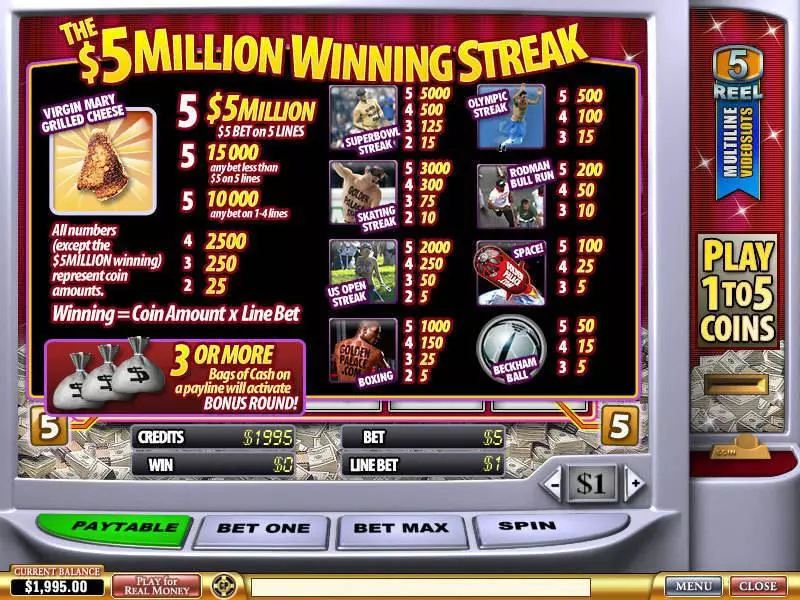5 Million Winning Streak PlayTech Slot Game released in   - Second Screen Game