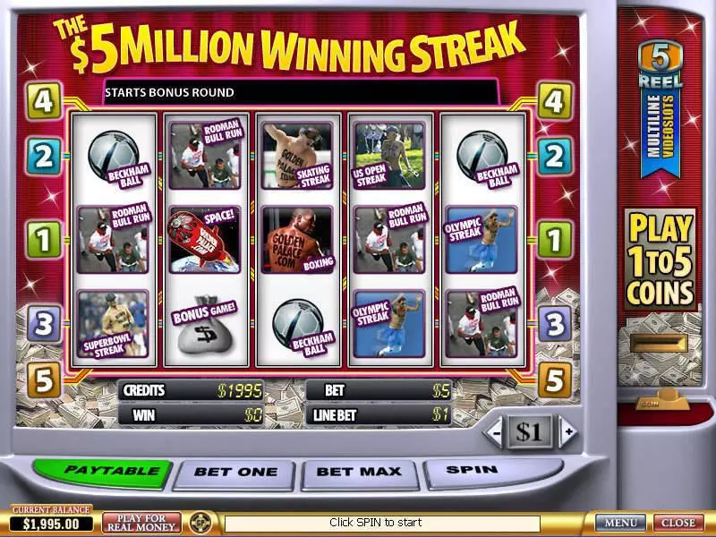 5 Million Winning Streak PlayTech Slot Game released in   - Second Screen Game