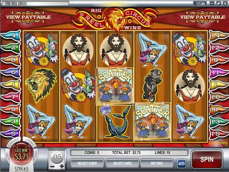 5 Reel Circus Rival Slot Game released in March 2016 - Free Spins