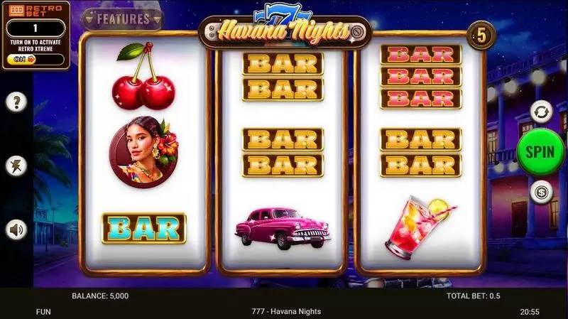 777 – Havana Nights Spinomenal Slot Game released in September 2024 - Retro Xtreme