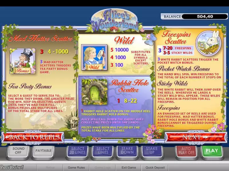 Alice's Wonderland PlayTech Slot Game released in   - Free Spins