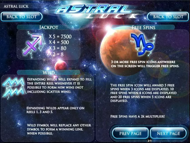 Astral Luck Rival Slot Game released in September 2012 - Free Spins