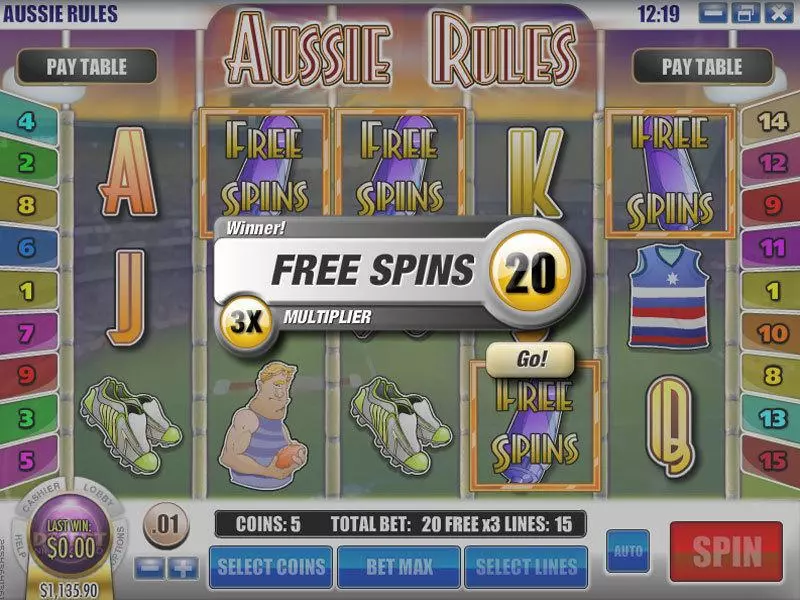 Aussie Rules Rival Slot Game released in December 2011 - Free Spins
