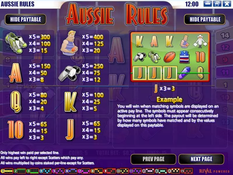 Aussie Rules Rival Slot Game released in December 2011 - Free Spins