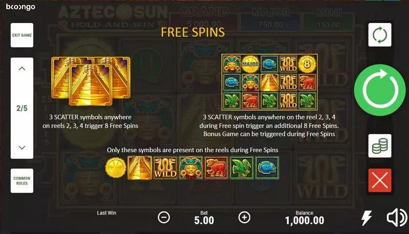Aztec Sun Booongo Slot Game released in June 2020 - Free Spins