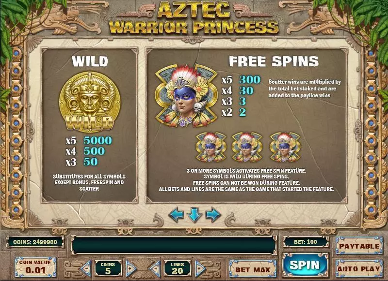 Aztec Warrior Princess Play'n GO Slot Game released in May 2017 - Free Spins