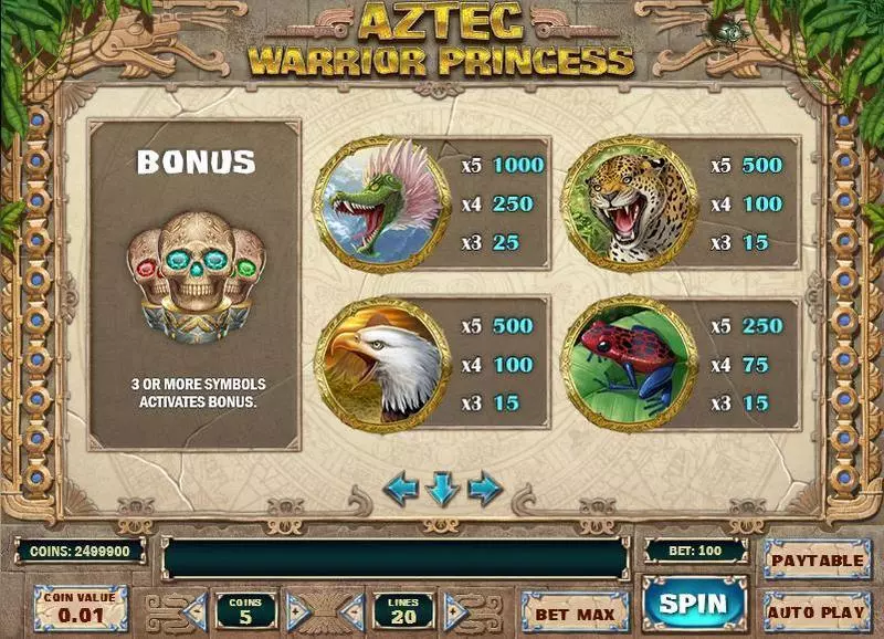 Aztec Warrior Princess Play'n GO Slot Game released in May 2017 - Free Spins
