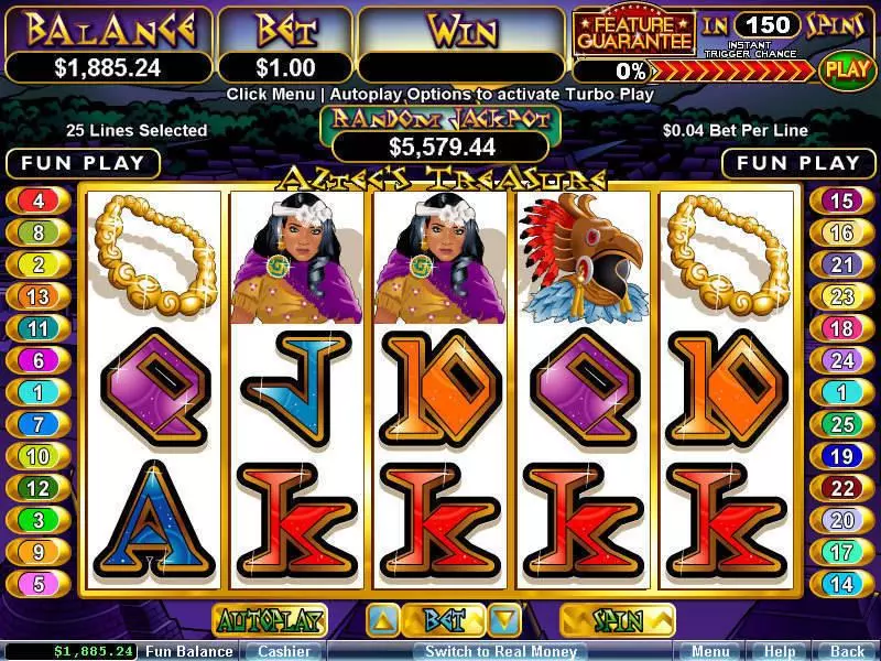 Aztec's Treasure Feature Guarantee RTG Slot Game released in November 2009 - Free Spins
