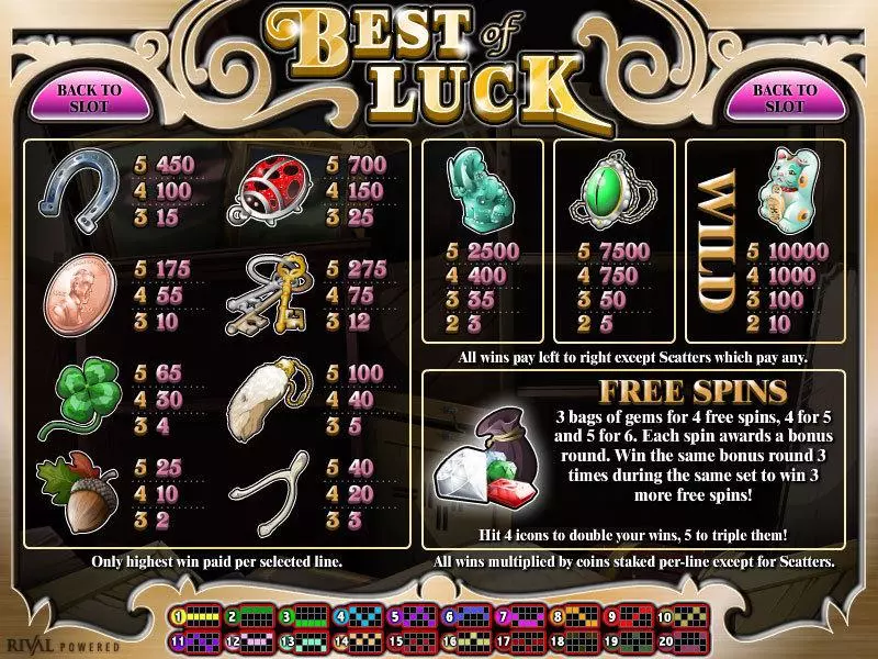 Best of Luck Rival Slot Game released in June 2010 - Free Spins