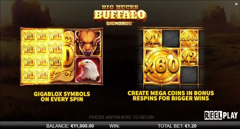 Big Bucks Buffalo GigaBlox ReelPlay Slot Game released in May 2023 - Re-Spin