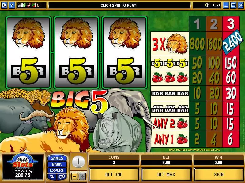Big Five Microgaming Slot Game released in   - 