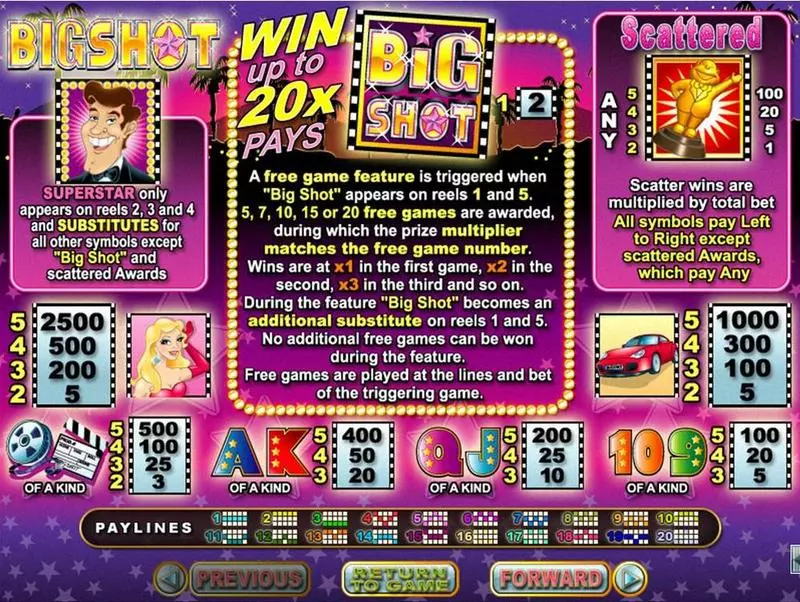 BigShot RTG Slot Game released in January 2008 - Free Spins