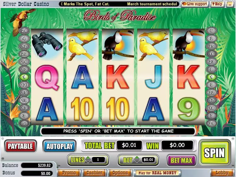 Birds of Paradise WGS Technology Slot Game released in September 2007 - Free Spins