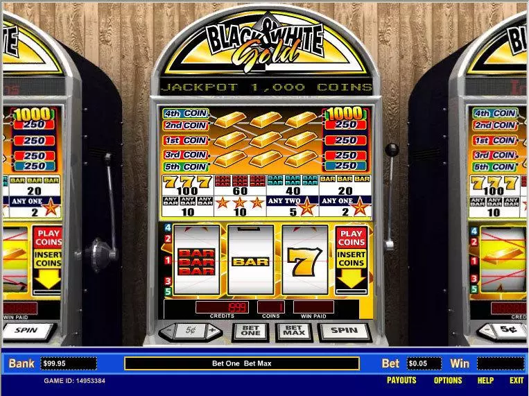 Black and White Gold 5 Line Parlay Slot Game released in   - 