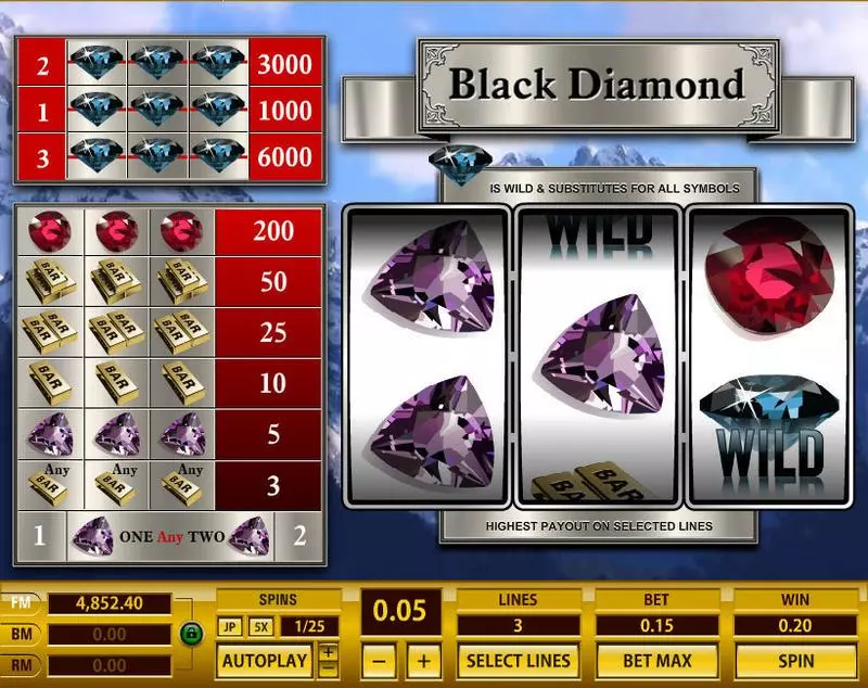 Black Diamond 3 Lines Topgame Slot Game released in   - 