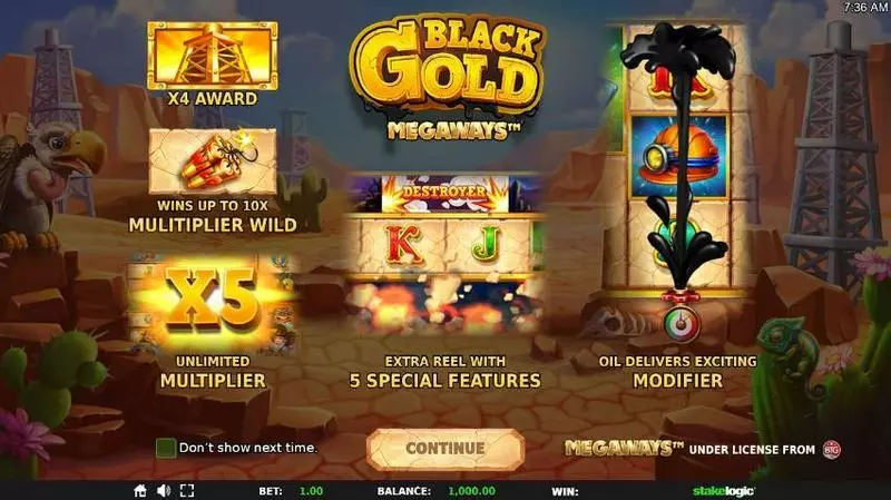 Black Gold Megaways StakeLogic Slot Game released in November 2019 - Multipliers