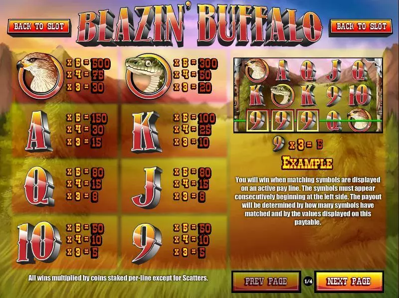 Blazin' Buffalo Rival Slot Game released in June 2014 - Free Spins