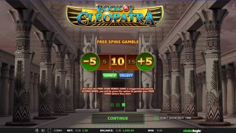 Book of Cleopatra StakeLogic Slot Game released in December 2018 - Free Spins