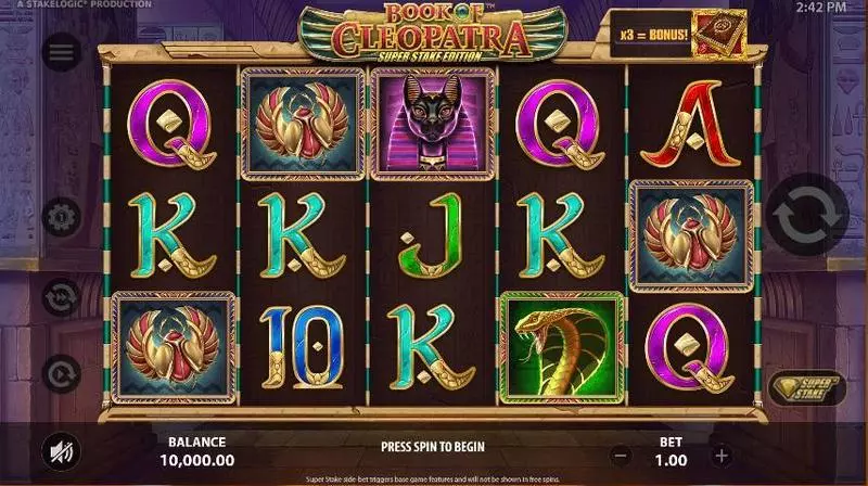 Book of Cleopatra Super Stake Edition StakeLogic Slot Game released in July 2020 - Super Stake