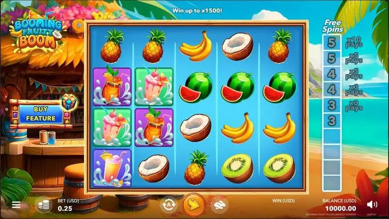 Booming Fruity Boom Mascot Gaming Slot Game released in October 2024 - Buy Feature