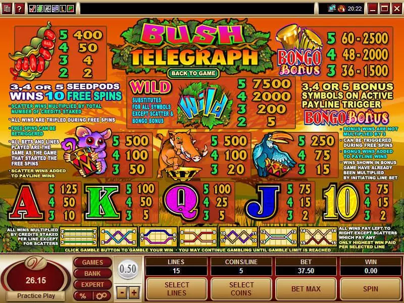Bush Telegraph Microgaming Slot Game released in   - Free Spins