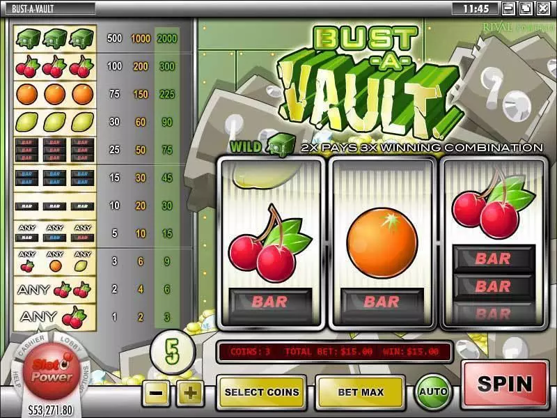 Bust-A-Vault Rival Slot Game released in July 2009 - 