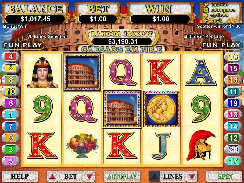 Caesar's Empire RTG Slot Game released in June 2005 - Free Spins