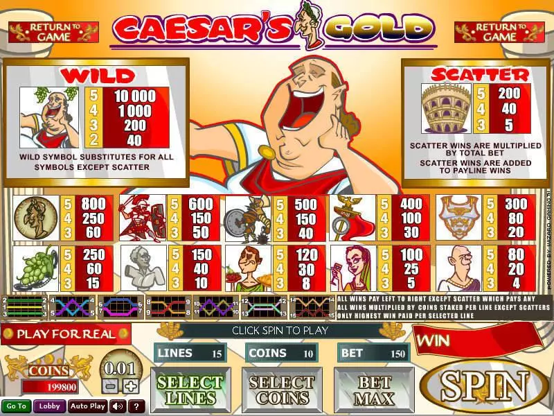 Caesar's Gold Wizard Gaming Slot Game released in   - 