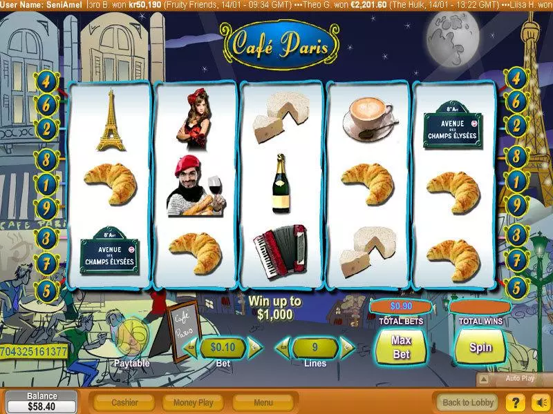 Cafe Paris NeoGames Slot Game released in   - 