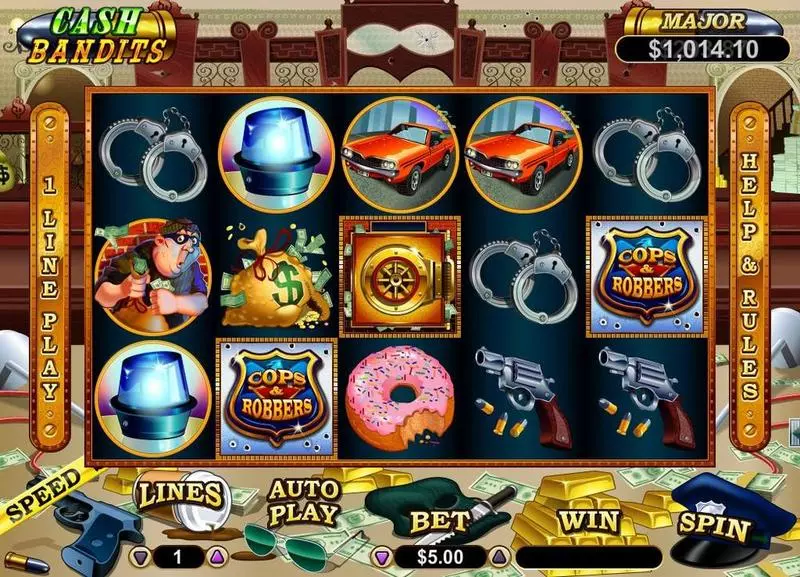 Cash Bandits RTG Slot Game released in July 2015 - Free Spins