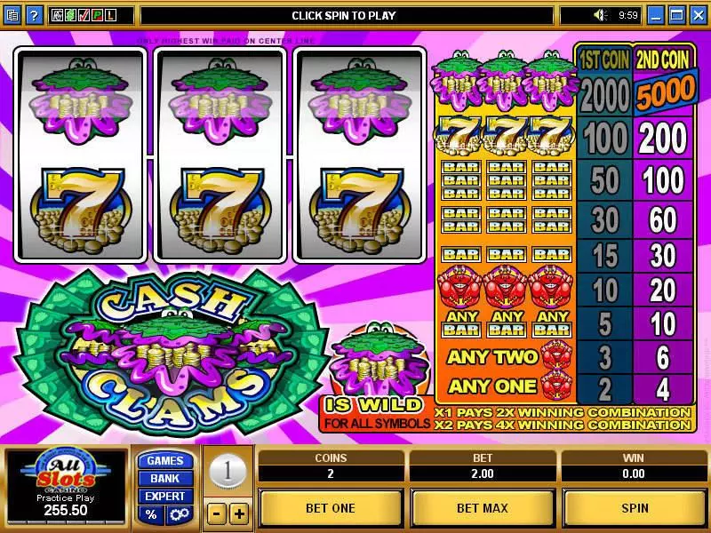 Cash Clams Microgaming Slot Game released in   - 