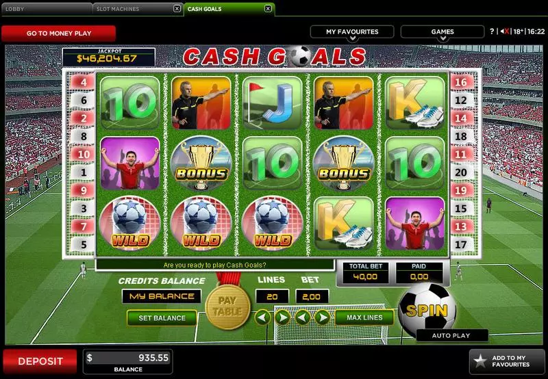 Cash Goals 888 Slot Game released in   - Second Screen Game