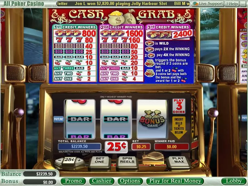 Cash Grab WGS Technology Slot Game released in   - Second Screen Game