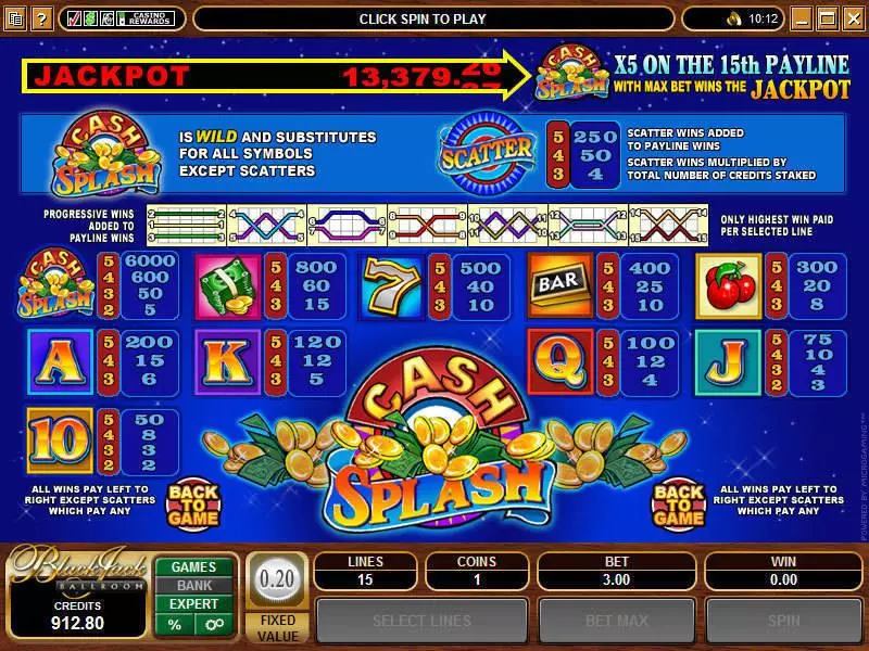 Cash Splash 5-Reels Microgaming Slot Game released in   - 