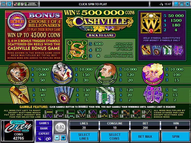 Cashville Microgaming Slot Game released in   - Second Screen Game