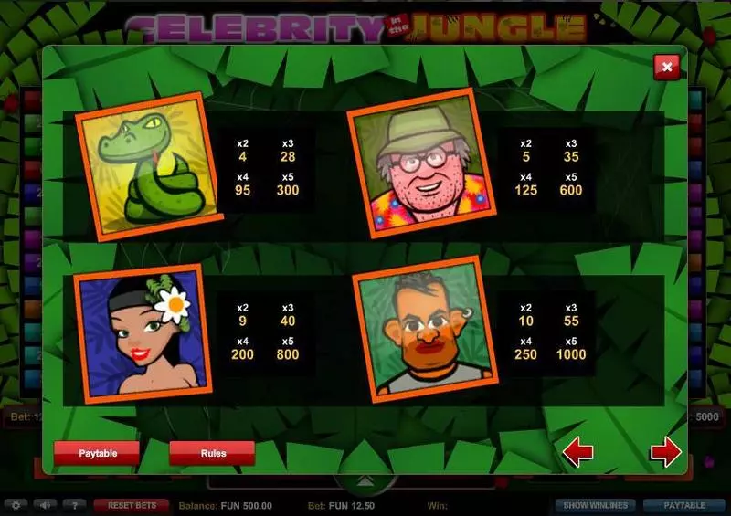 Celebrity in the Jungle 1x2 Gaming Slot Game released in   - Free Spins