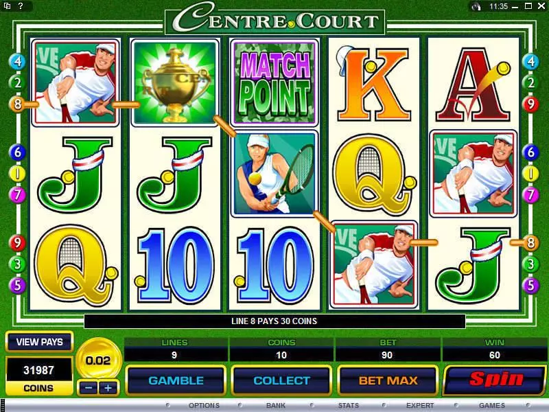 Centre Court Microgaming Slot Game released in   - Free Spins