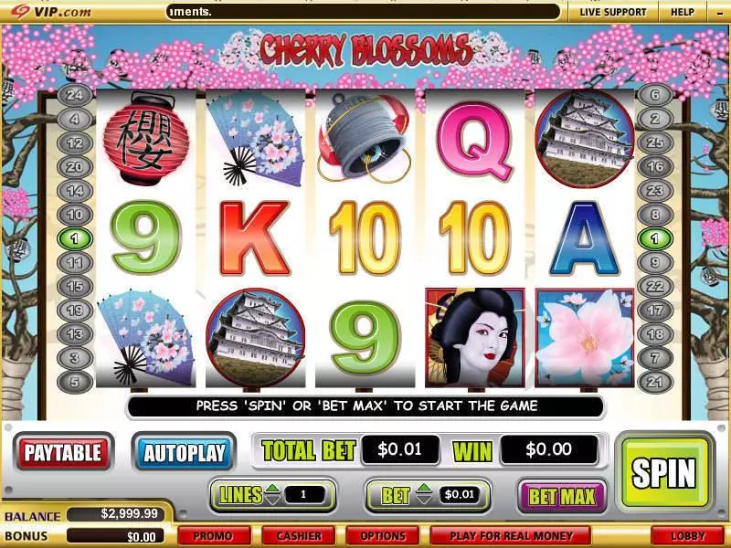 Cherry Blossoms WGS Technology Slot Game released in August 2008 - Free Spins