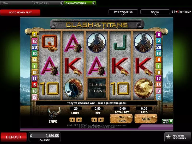 Clash of the Titans 888 Slot Game released in   - Free Spins