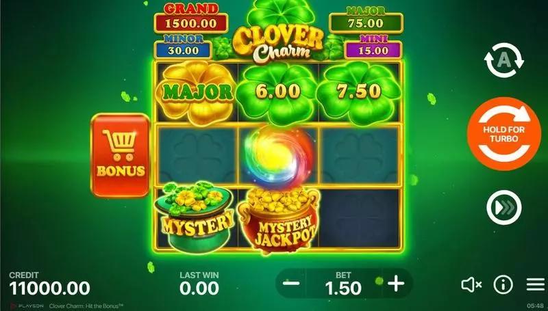 Clover Charm - Hit the Bonus Playson Slot Game released in March 2024 - Buy Feature