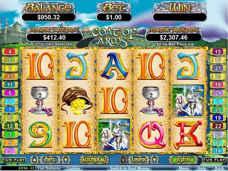 Coat of Arms RTG Slot Game released in April 2011 - Free Spins