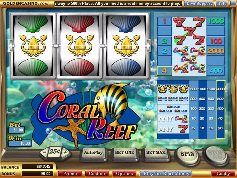 Coral Reef WGS Technology Slot Game released in   - 