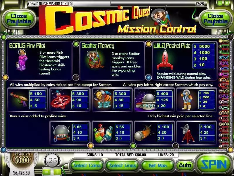 Cosmic Quest Episode One Rival Slot Game released in July 2008 - Free Spins