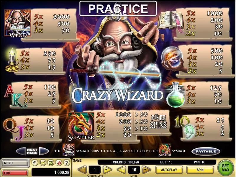 Crazy Wizard GTECH Slot Game released in April 2010 - Free Spins