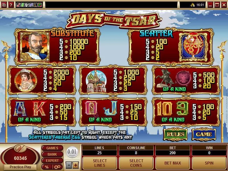 Days of the Tsar Microgaming Slot Game released in   - Free Spins