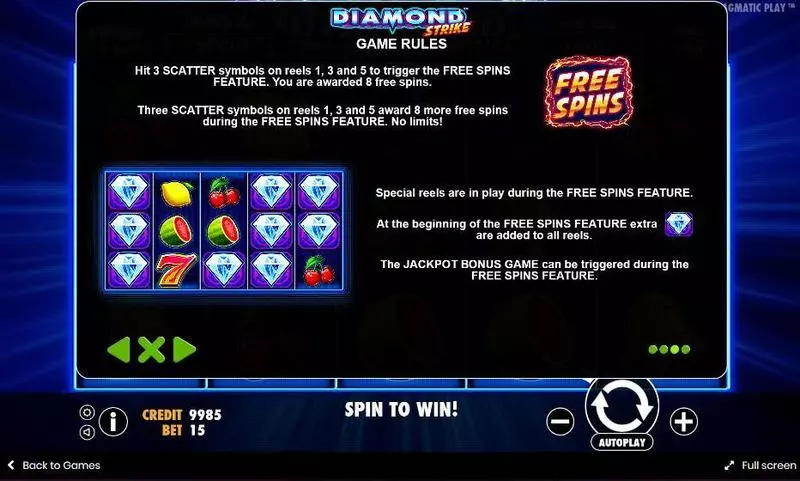 Diamond Strike Pragmatic Play Slot Game released in September 2017 - Free Spins