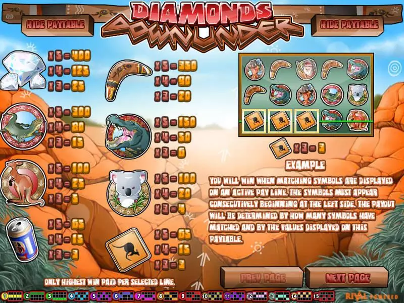 Diamonds Downunder Rival Slot Game released in December 2011 - Free Spins